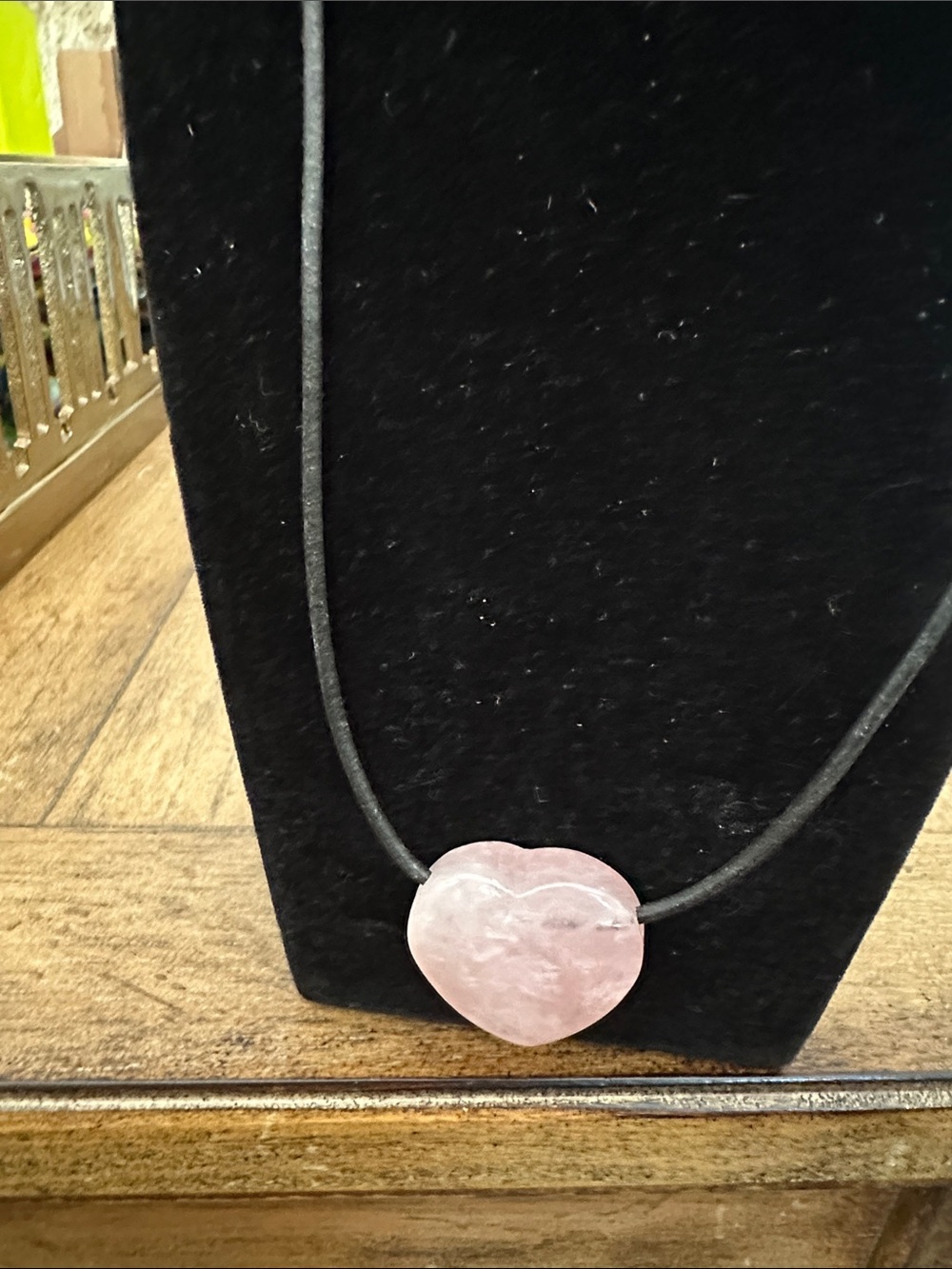 Rose Quartz Heart Pendant Necklace in Pink